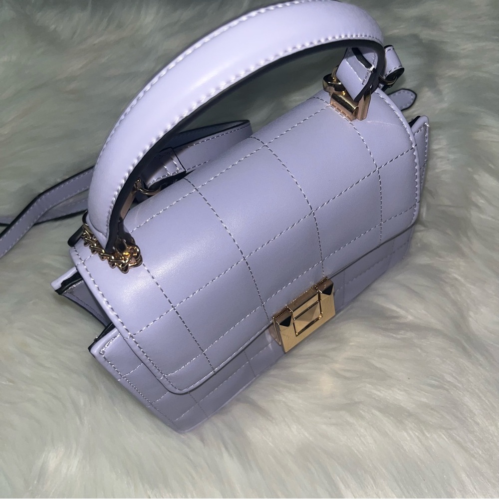 Aldo Lavender Quilted Crossbody Satchel with Gold Hardware - Picture 4 of 13